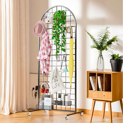 Aseem Metal Grid Wall Panels Display Stand Black Movable 2x5.2FT, 2PCS - Image 4