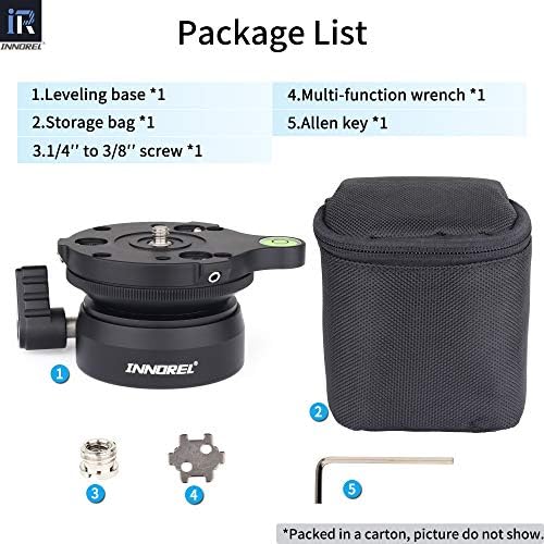 INNOREL Tripod Leveling Base, LB60 Leveling Base Half Ball with Offset Bubble Level and Bubble Level Bag for Canon, Nikon and Other DSLR Cameras with 1/4" Thread, Tripods and Monopods with 3/8" Thread - Image 7