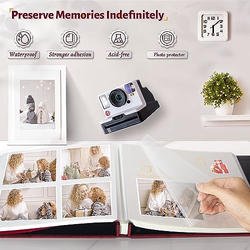 Artfeel Photo Album Self Adhesive Scrapbook,120 Pages Large Photo Book for 4x6,5x7,8x10 Pictures,DIY Album for Baby Wedding Family Travel Birthday,with Metallic Pen and Scraper - Image 2
