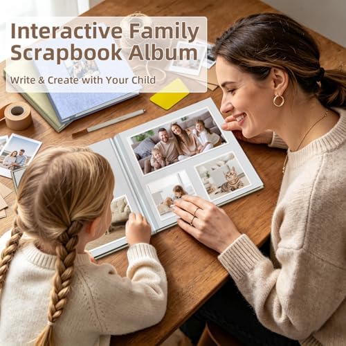 Popotop Photo Album Self Adhesive with Picture Display Window,40 Pages DIY Scrapbooking Supplies Kit for 4x6 8x10 Picture,Linen Cover Memory Book for Baby Wedding, with Scraper and Metallic Pen - Image 2