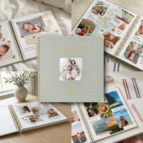 Beautiful Linen Scrapbook Photo Album 10"x10" - 40-Page Blank Guest Book - Image 5