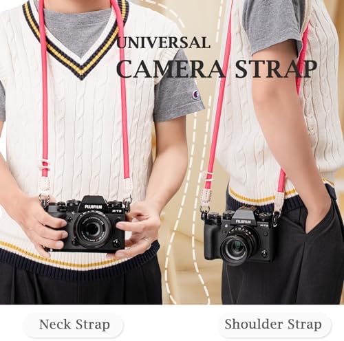 VOVMOEYA Nylon Braided Camera Rope Strap, Camera Neck Shoulder Strap with O-Ring for DSLR & Mirrorless Camera- Pink - Image 4