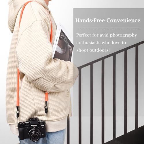 VOVMOEYA Nylon Braided Camera Rope Strap, Camera Neck Shoulder Strap with O-Ring for DSLR & Mirrorless Camera - Orange - Image 3