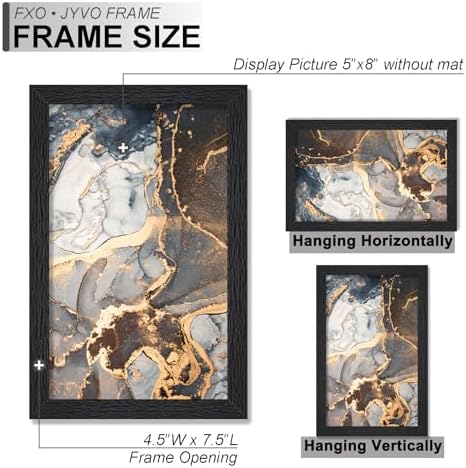 5x8 Picture Frame Set of 2 Black Engineered Wood Tabletop/Wall Hanging - Image 4