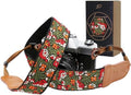 Padwa Lifestyle Green Flower Camera Strap for All DSLR Cameras,Double Layer Cowhide Ends,2" Wide Pure Cotton Embroidered Woven Camera Straps,Adjustable Neck & Shoulder Strap,Gift for Photographers by PadwaLifestyleCameraStrap