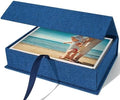 Vienrose Small Photo Storage Box, 5"x7", Linen Postcard Keeper, Dark Blue by Vienrose