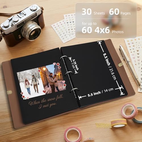 Vienrose Photo Album Scrapbook Kit, 9x6.5 Inch, 60 Pages, Black - Image 5