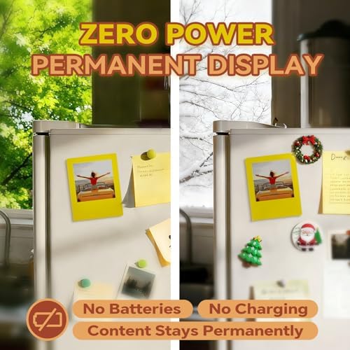 E-Paper Fridge Magnet Classic Plus, Battery Free E-Ink Photo Display, Wireless NFC Smart Frame, Phone Control Acrylic Memo Board Home Travel Party Gift, Compatible iPhone13&Newer(Yellow) - Image 3