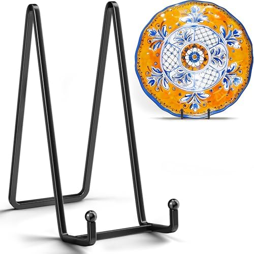 IPAME 4 Pack 10 Inch Large Plate Stands for Display - Metal Square Wire Plate Holder Display Stand + Picture Stand for Book, Platter, Plaque, Photo Easel by IPAME