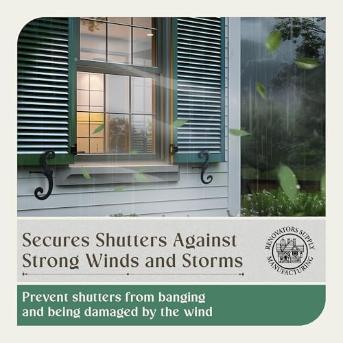 Renovators Supply Manufacturing Decorative S Style Window Shutter Dogs, Cast Aluminum, Rust Resistant Powder Coated, Includes Mounting Screws, 6.5 Inches, Pack of 6 Pairs - Image 3