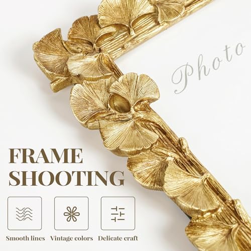 Cuspin 4x4 Picture Frame Small Gold Square Frame, Vintage Ginkgo Leaf - Image 5