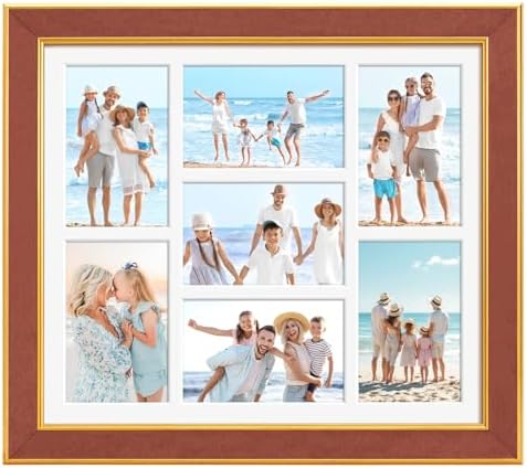 Suede 13.5x15.5 Picture Frame Display 7 Opening 4x6 Picture Frames Collage Wall Decor with Mat,Multi Photo Frame for Plexiglass,Wall Decor,1Pack,Brown - Image 3