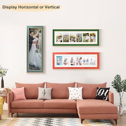 Suede 8x26 Picture Frame Display 6 Opening 4x6 Picture Frames Collage Wall Decor with Mat,Multi Photo Frame for Plexiglass,Wall Decor,1Pack,Red - Image 6