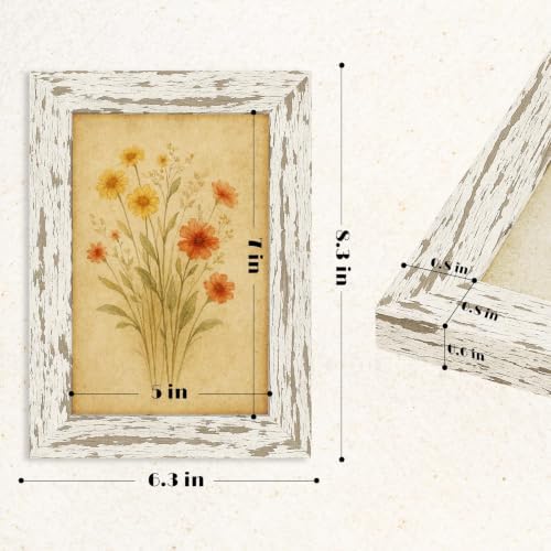 puthiac 5x7 Rustic Farmhouse Picture Frame, Distressed White, 1 Pack - Image 5