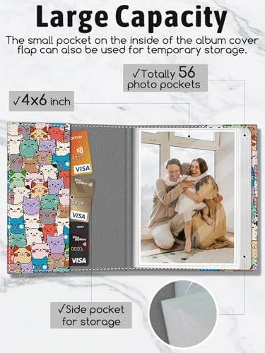 Photo Album 4x6, 56 Pockets Small Picture Book Pet Cat - Image 4