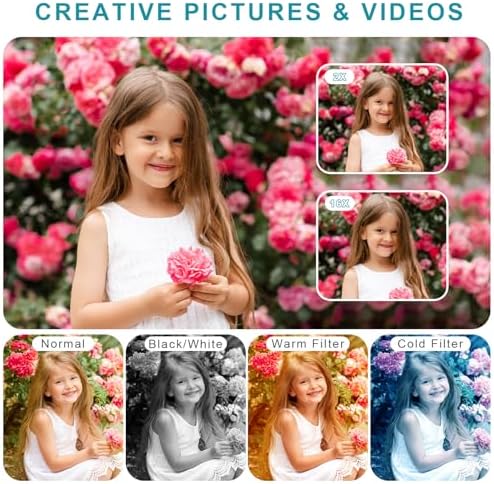 Digital Camera, Camera for Kids, UHD 4K 48MP Point and Shoot Digital Cameras with 64GB SD Card and 16X Digital Zoom Anti Shake, Compact Portable Small Gift for Boys Girls Students, Black - Image 4