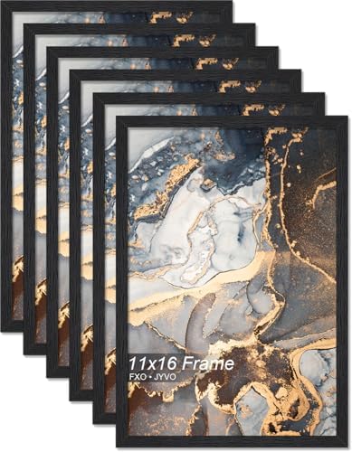 Fxojyvo 11x16 Picture Frame Set of 6 Black Engineered Wood Wall Hanging by Fxojyvo