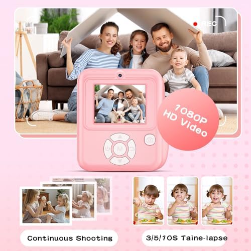 Kids Camera Instant Print, 1080P Kids Digital Camera that Print in 5 Colors - Image 4