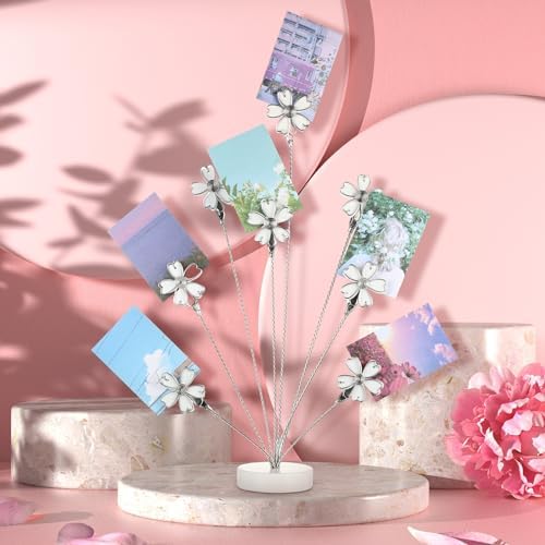 Tandefio 8 Branch Gift Card Tree Holder, Photo Stand with Clips, White - Image 5