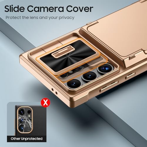 GooseBox for Samsung Galaxy S24 Ultra Wallet Case with RFID Blocking Card Holder, Camera Cover, Kickstand, Full Body Shockproof Case for S24 Ultra 6.8Inch 2024 for Women Men-Champagne Gold(Upgraded) - Image 6
