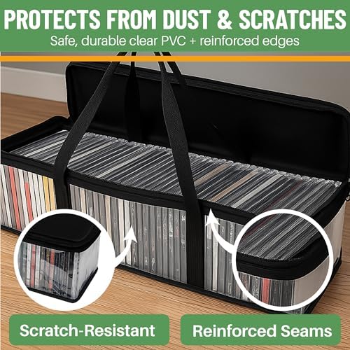 Evelots CD Storage Bags, 8 Pack, Holds 400 CDs with Handles - Image 3