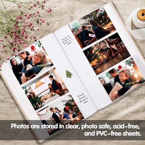 450 Pocket 4x6 Photo Album with Writing Space, Linen Cover, Beige - Image 5