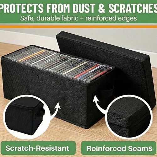 Evelots CD Storage Boxes, 4 Pack, Holds 128 Discs, Black - Image 3