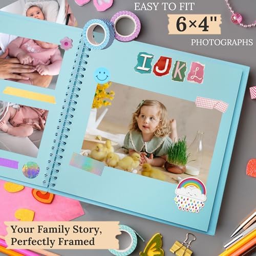 Scrapbook Photo Album 8"x8" 20 Sheets 40 Pages Hardcover Kraft Paper Blue - Image 5