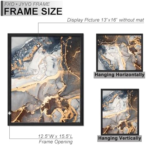 Fxojyvo 13x16 Picture Frame Set of 2 Black Engineered Wood Wall Hanging - Image 4
