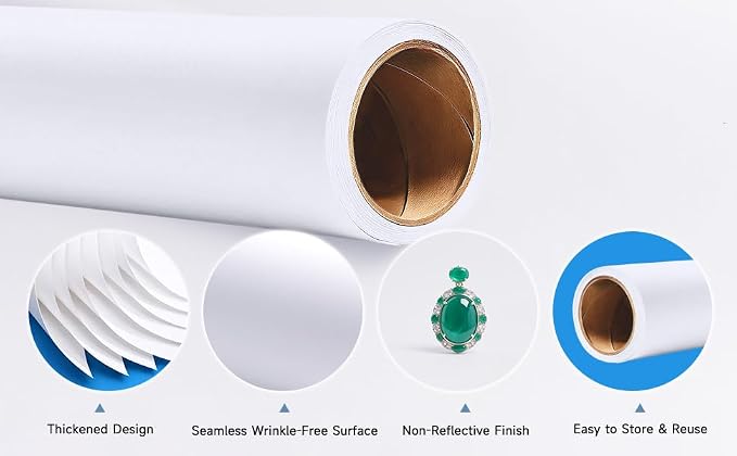 YSKE-Seamless White Paper Backdrop Roll For Photography, Photo Background, And Photoshoot Cover–Roll Of Paper With Backdrop Cover For Background Stand,Thick Anti-Wrinkle Matte.(53''x32.8'Arctic White) - Image 4