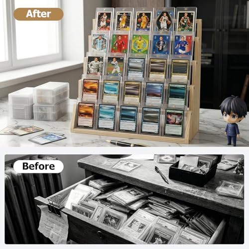 5 Tier Wooden Card Display Stand Holds 20-25 PSA BGS SGC Graded Sports Card - Image 5