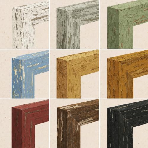 5x7 Rustic Farmhouse Picture Frames with Vintage Prints, Set of 9 - Image 4