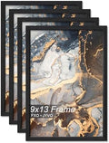 Fxojyvo 9x13 Picture Frame Set of 4 Black Engineered Wood Wall Hanging by Fxojyvo