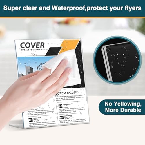 Acrylic Sign Holder 4x6, 22 Pack Clear Plastic Table Paper Display Stand, L-Shape Vertical Menu Holder Stand, Clear Picture Photo Flyer Display Stand for Restaurants, Store Show, Office Deskt - Image 2