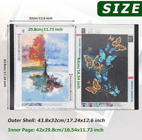 2 Packs A3 Diamond Paintings Storage Books, Large 30x40 Diamond Art Storage Presentation Book with 60 Pags, Diamond Painting Art Portfolio Folder, Clear Pockets Artwork Storage Photo Display Album - Image 5