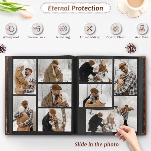 Popotop 4x6 Photo Album Holds 500 Pictures, Vegan Leather Hardcover - Image 3