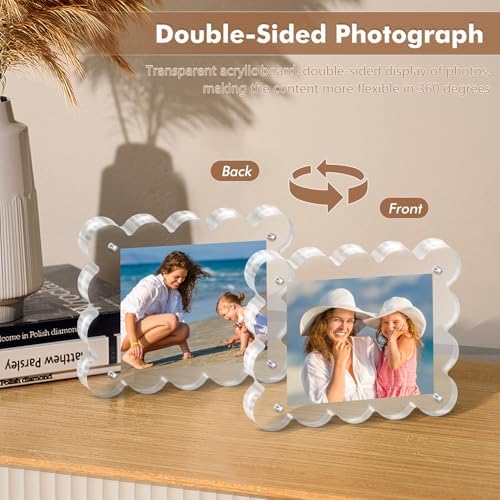 Chivalral 2x3 Magnetic Acrylic Frames 3 Pack,Scalloped Desktop Holders - Image 2