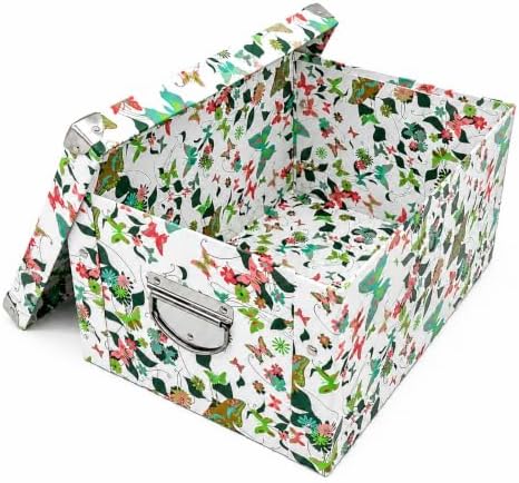 GUOZI Collapsible Storage Box, Decorative Memory Box with Lid & Metal Reinforced Corners, Cardboard File Bin with Handles, Organizer Gift Box for Keepsake Toy Photos Office Nursery Wardrobe Bookshelf by GUOZI