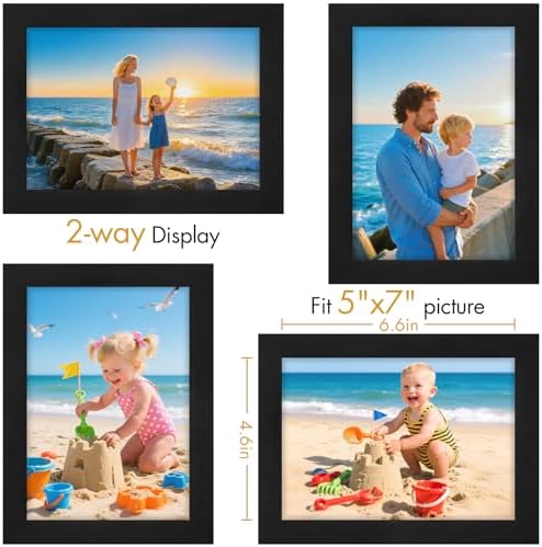 Vittanly 5x7 Picture Frame Made of Solid Wood for Wall or Tabletop, Black - Image 6