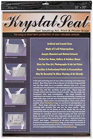 Creative Mark Krystal Seal Art and Photo Bags - Resealable Archival Storage Bags Art Sleeves Plastic Bag Used For Protecting Artwork Resealable With Adhesive Strip - [25 Pack - 16 x 20"] by CreativeMark
