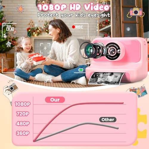 Kids Camera Instant Print, Kids Camera 1080P HD Video Digital Camera - Image 3
