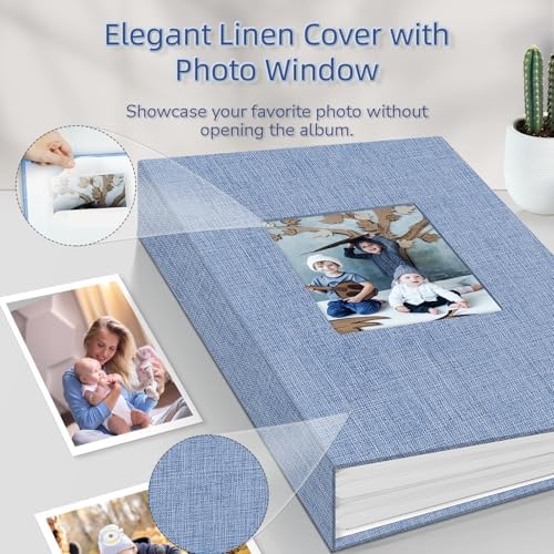 Popotop Photo Album 4x6-300 Photos Linen Cover Photo Books with 300 Horizontal Pockets,Slip-in Picture Albums for Family Wedding Anniversary Baby Vacation Pictures - Image 2