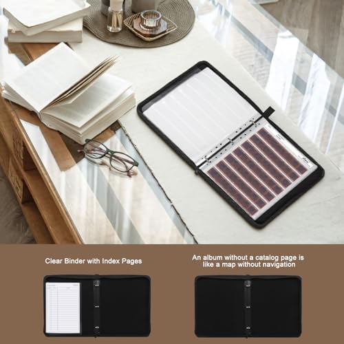 eTone Film Negative Storage Box, PU Leather 3-Ring Binder Album, Gold Foil, 13.18x7.08x1.96 Inch, Velvet Lined for 35mm 120 4x5 8x10 Negatives (Brown) - Image 7