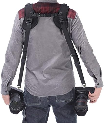 ztowoto Camera Shoulder Double Strap Harness Quick Release Adjustable Dual Camera Tether Strap with Safety Tether and Lens Cleaning Cloth for DSLR SLR Camera - Image 3