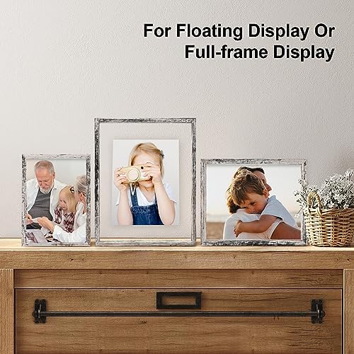 Egofine Distressed White 11x14 Floating Frames Set of 2, Double Plexiglass Picture Frame, Made of Solid Wood Display Any Size Photo up to 11x14, Wall Mount or Tabletop - Image 5