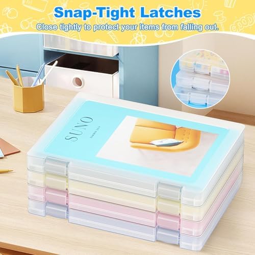 2 Pack A4 File Box Paper Organizers Holder, Transparent Document Paper Project Case, Plastic Paper Storage Container Box File Protector for Magazine, Scrapbook, Office School Supplies - Image 3