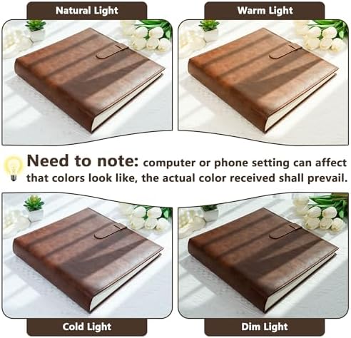 Vienrose Scrapbook Photo Album with Writing Space 12" x 12", Premium DIY Scrapbooking Albums with 100 Pages, Large Photos Book Faux Leather Cover for Wedding Family Baby Travel Graduation, Dark Brown - Image 6