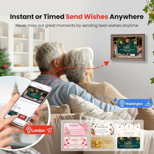 Uhale 10.1 Inch Digital Picture Frame 32GB Momery Wooden WiFi Electronic Photo Frame IPS HD Touch Screen Display Share Photos/Videos Instantly Anywhere Gifts for Mom Dad Grandparents - Image 6