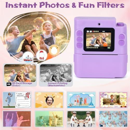 Cudinham Kids Camera Instant Print, Gifts for Age 3-12 Kids, 5 Rolls Paper - Image 4