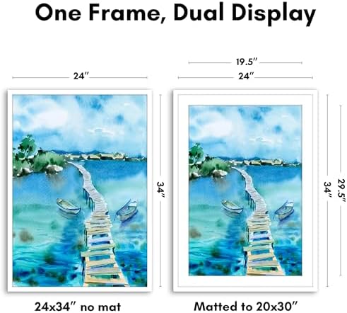 Americanflat 24x34 Poster Frame - Matted to 20x30 - Slim Molding - White - Image 2